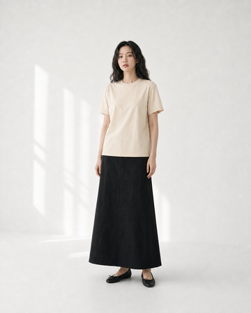 KARMA 女士優質精梳純棉短袖TEE-米色