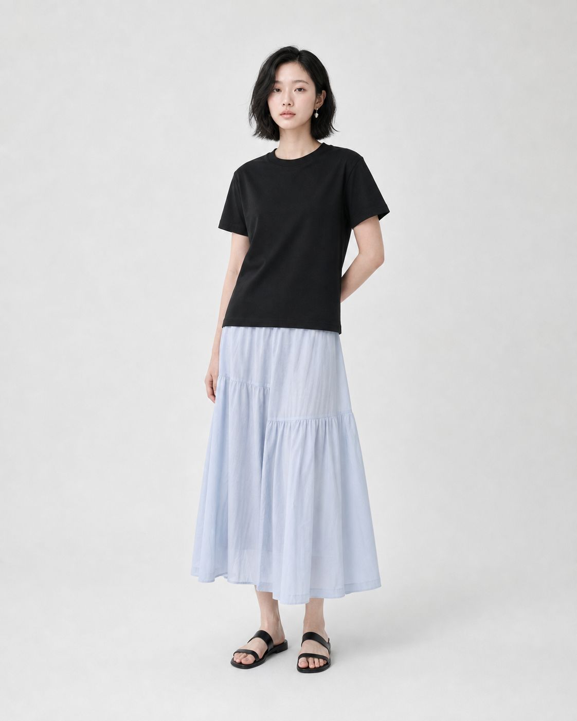 KARMA 女士優質精梳純棉短袖TEE-极夜黑