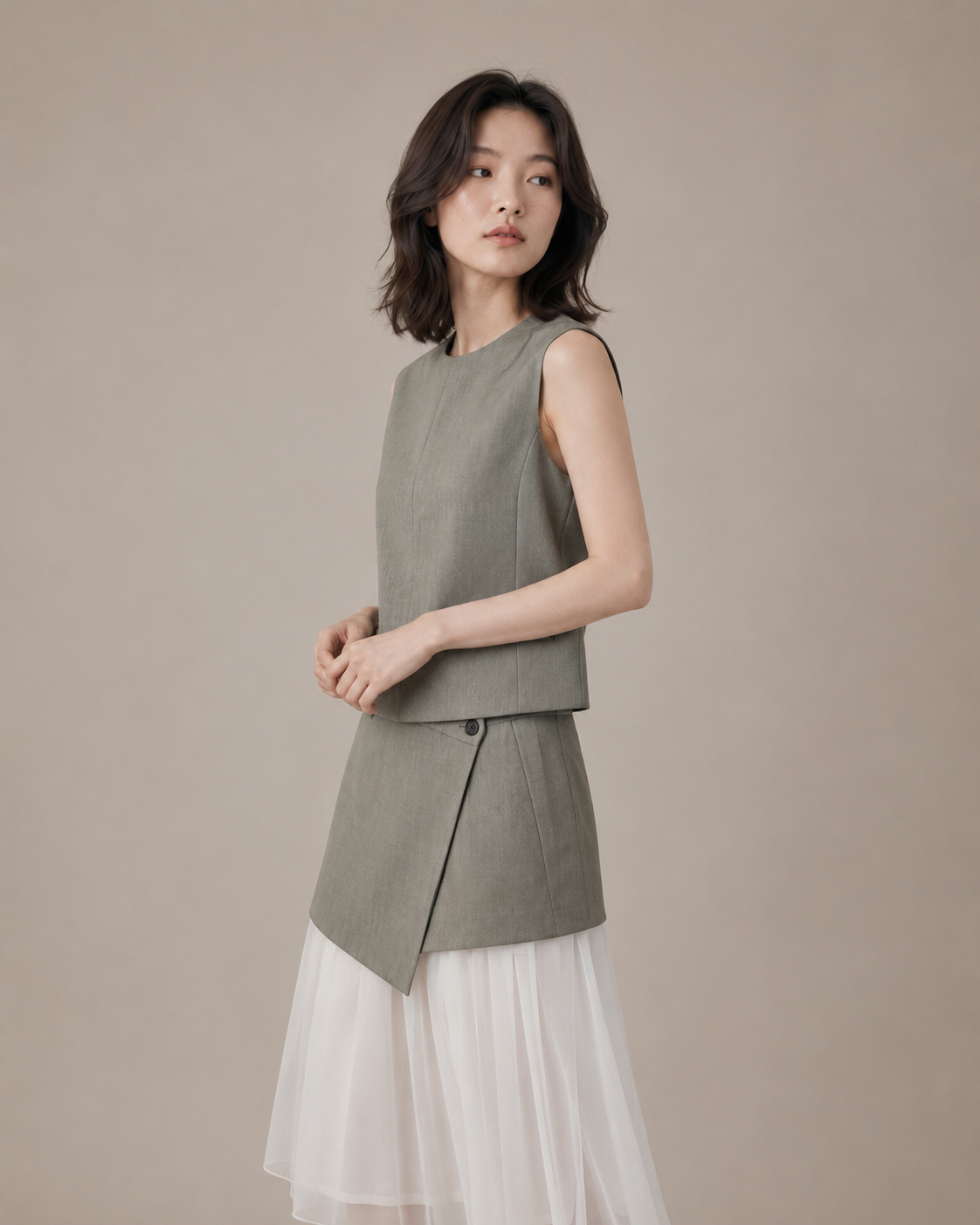 KARMA女士霧灰疊影剪裁套裝