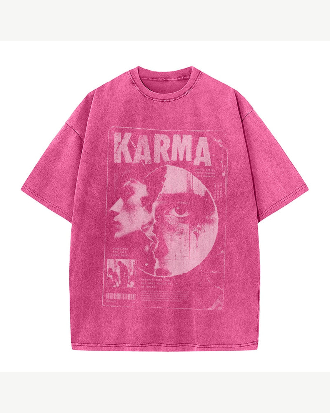 KARMA 男士女士oversize復古水洗舊舖純棉短袖TEE-Echo Faces